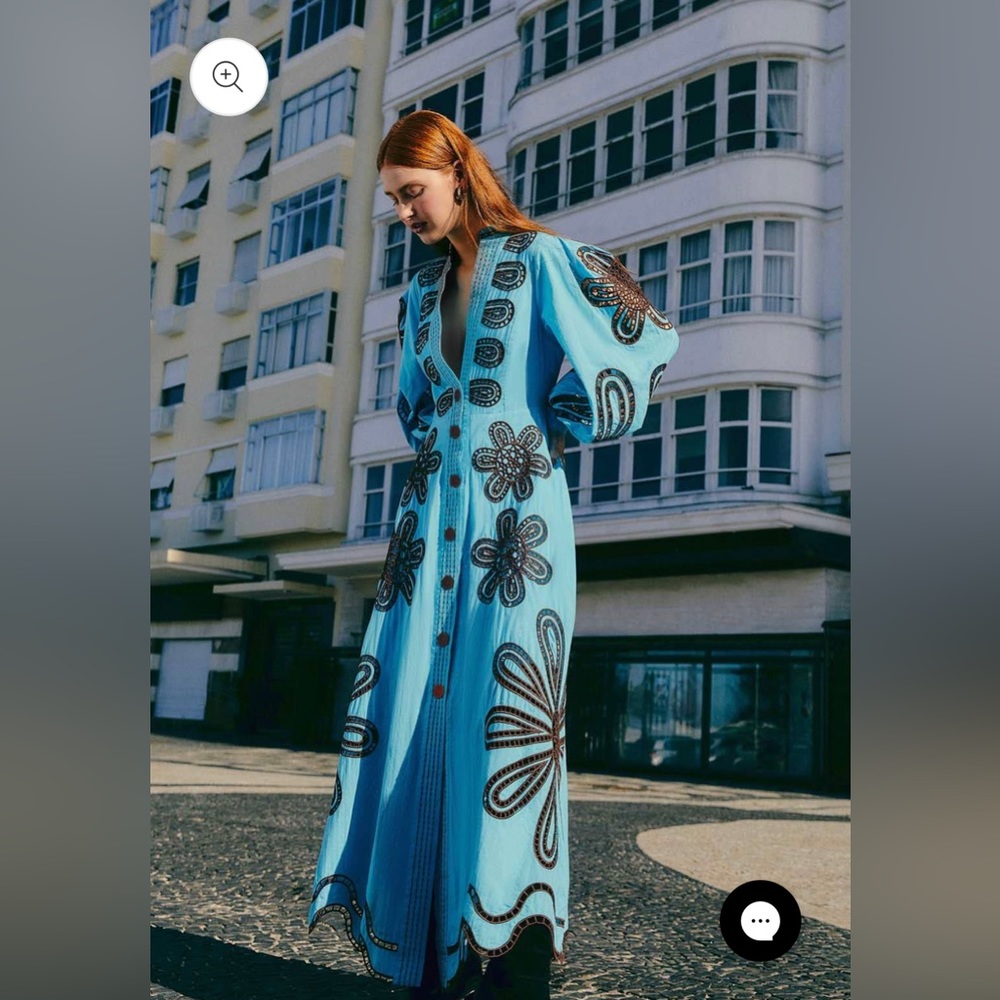 Farm Rio Turquoise Richelieu Maxi dress